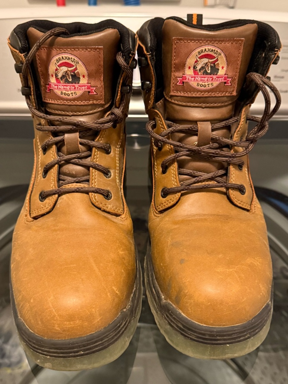 Brahma Brown Work Boots with Dark Brown Accents